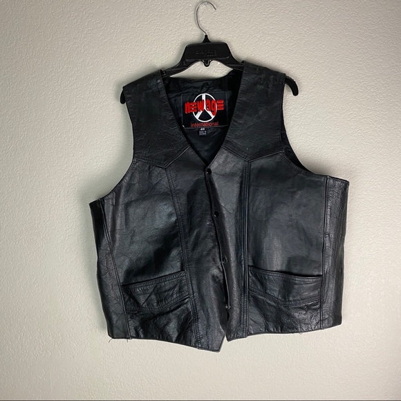 New Age International Leather Motorcycle Vest - Picture 1 of 6
